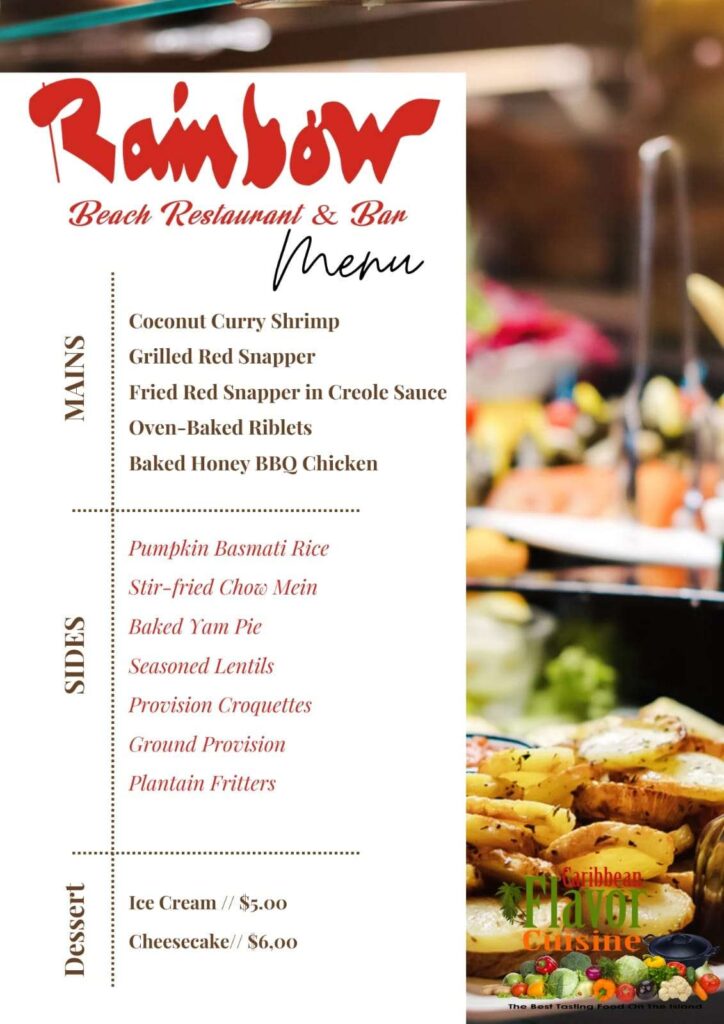 rainbow resturant menu